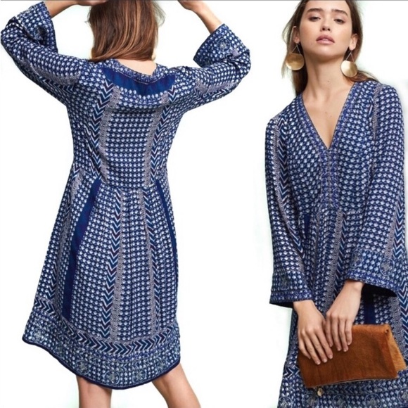 Anthropologie Dresses & Skirts - Anthropologie Akemi + Kin Rozalin Embroidered Blue Patterned Boho Dress